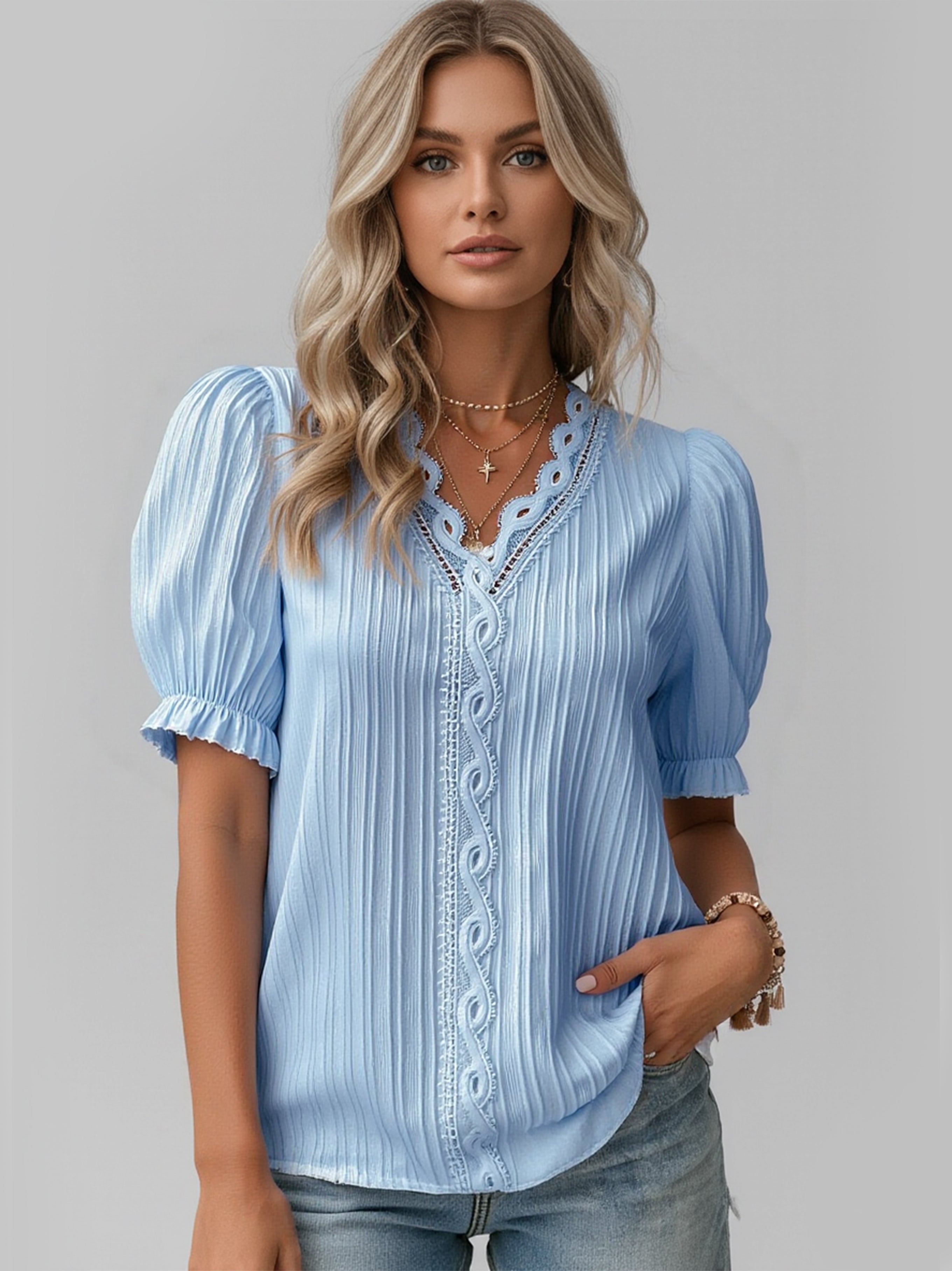 Minimal V-Neck Short Sleeve Shirt