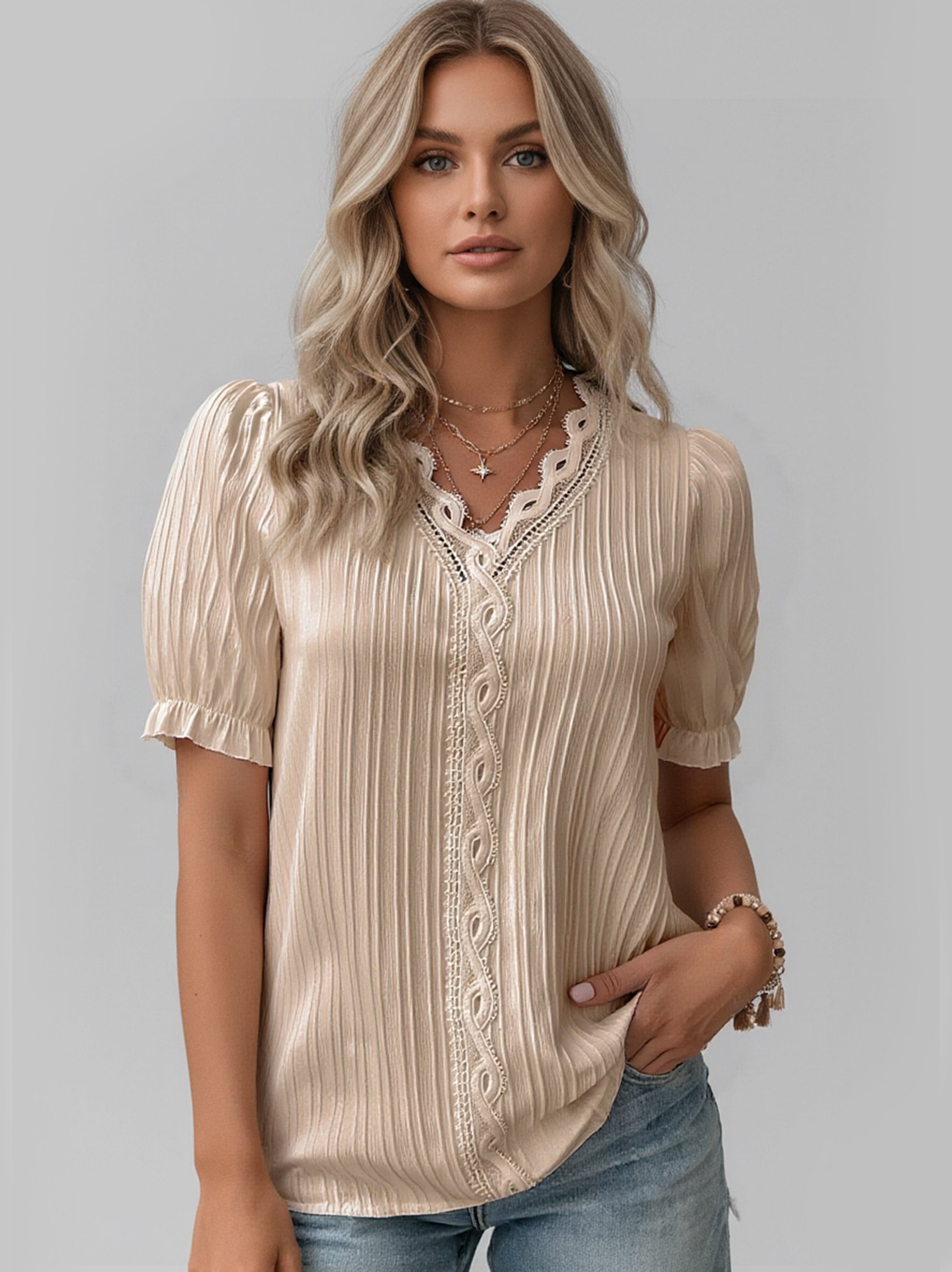 Minimal V-Neck Short Sleeve Shirt