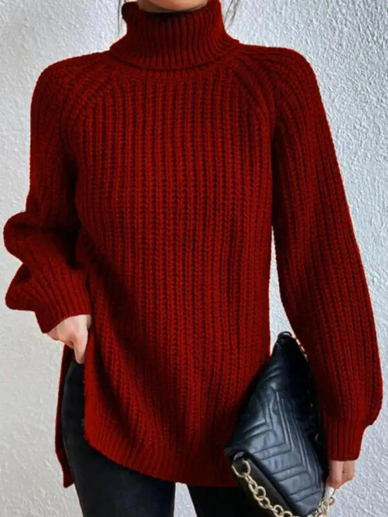 Oversized Knit Turtleneck Pullover Sweater