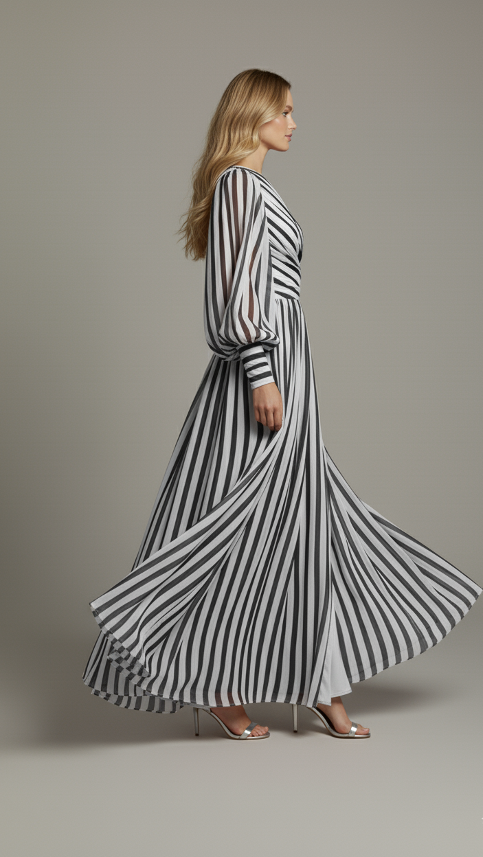 Printed Rose Pendant Maxi Dress