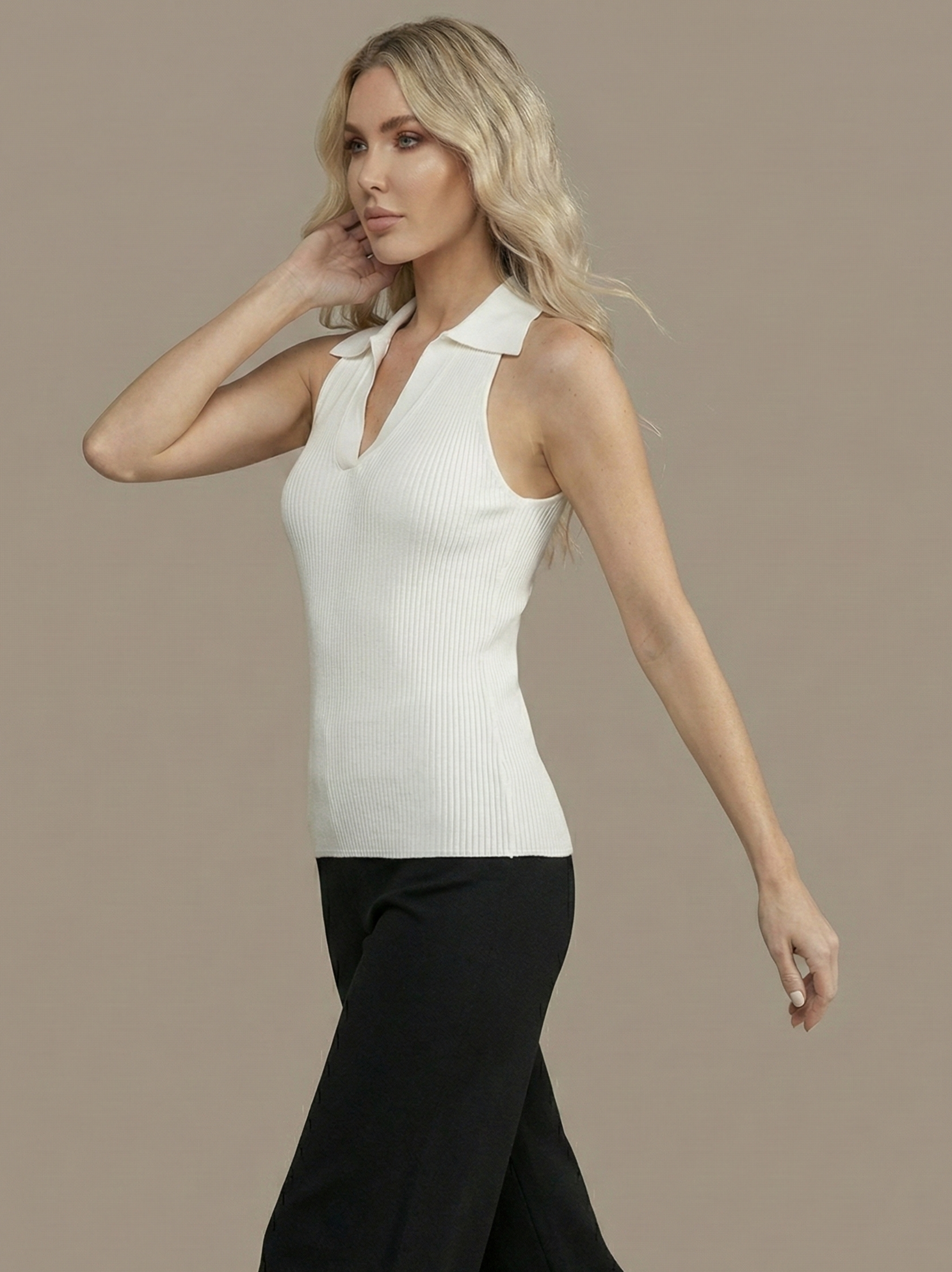 Stella V-Neck Ribbed Top