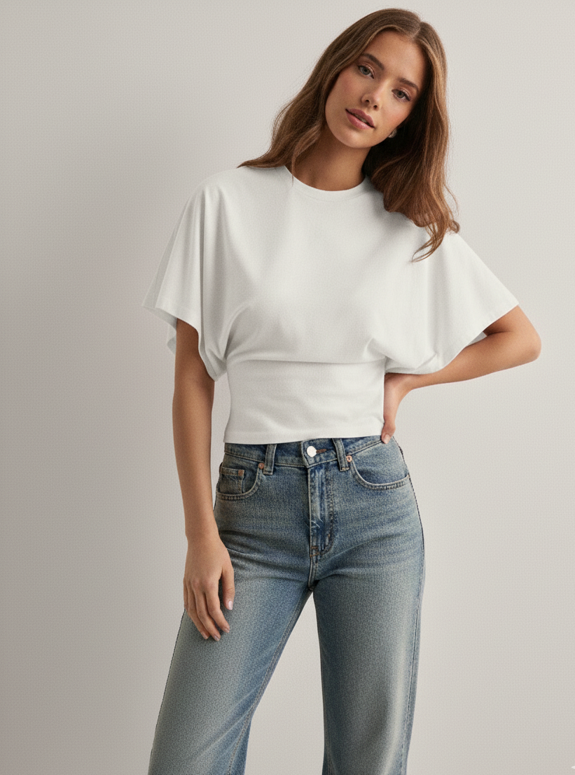 Oversized Cotton T-Shirt with Wide Sleeves