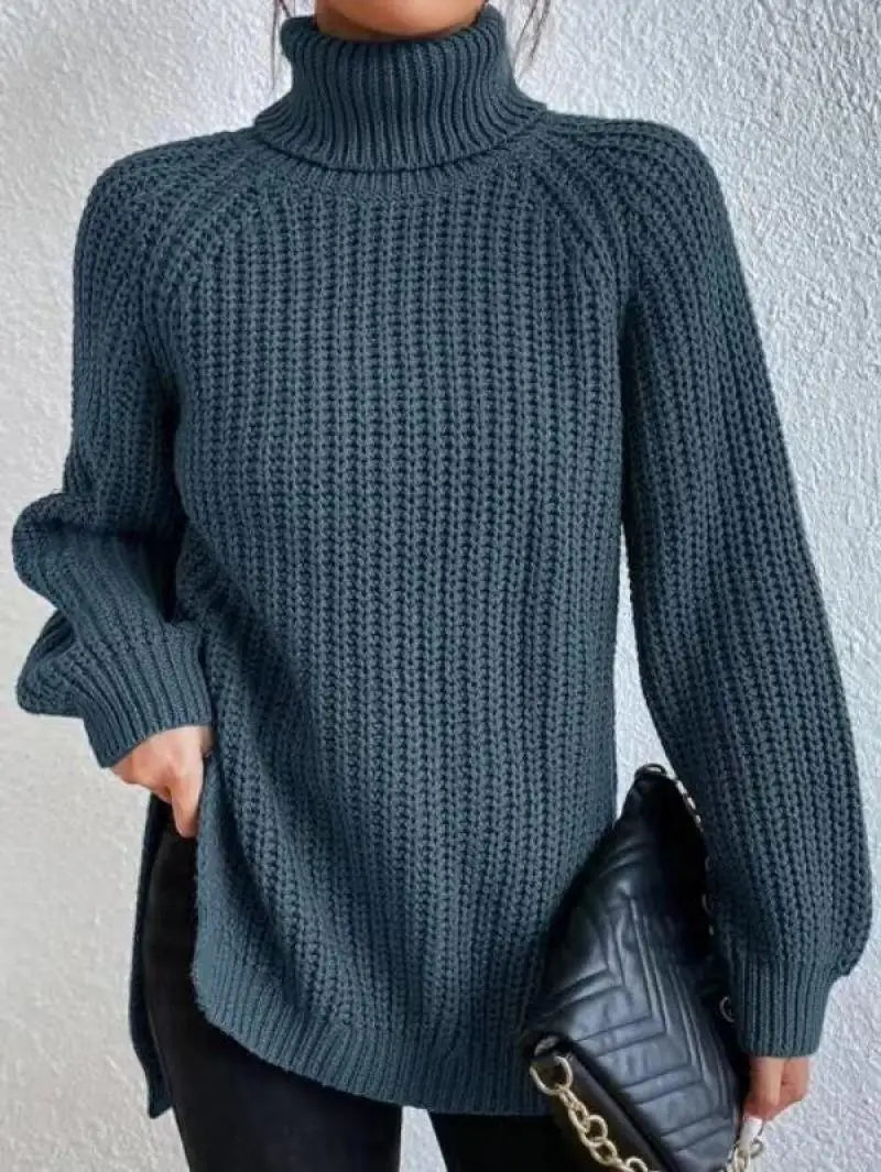Oversized Knit Turtleneck Pullover Sweater