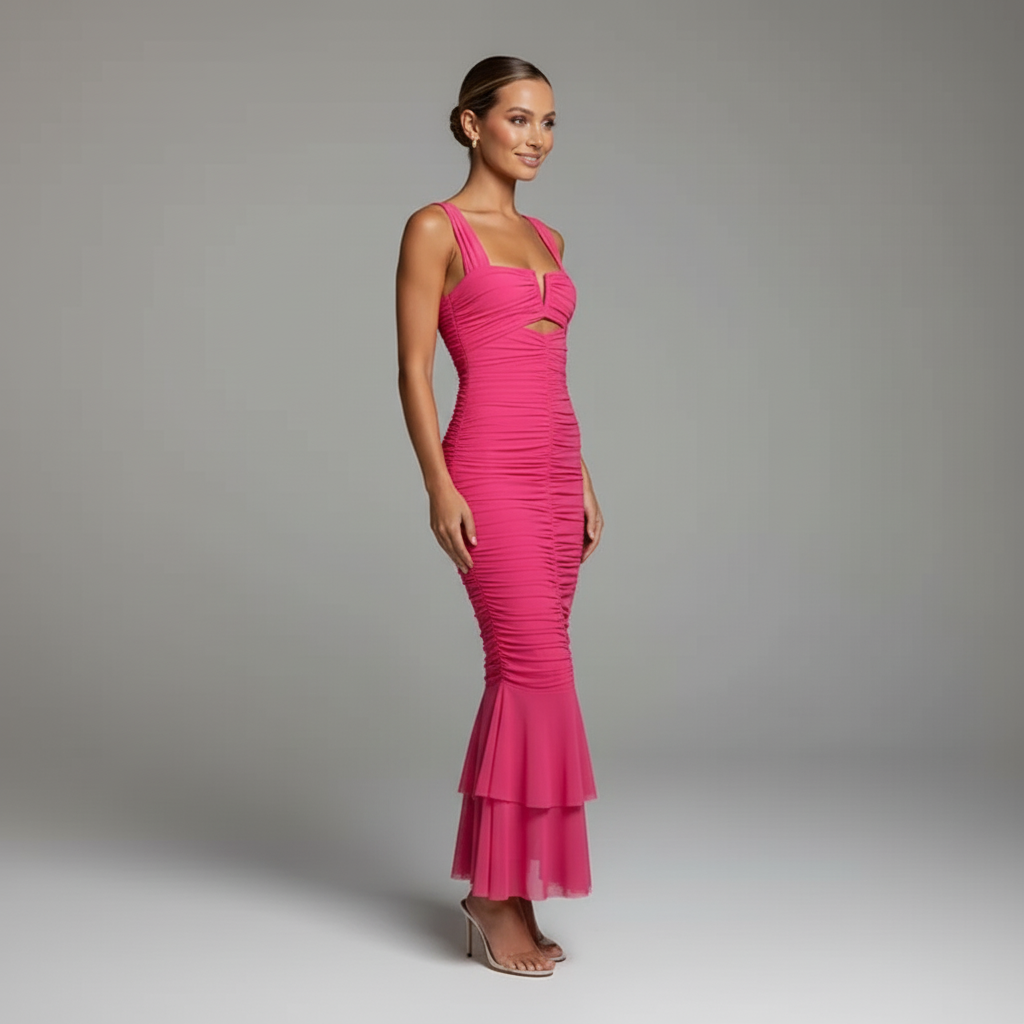 Ruched Cutout Mermaid Dress