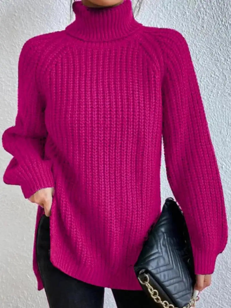 Oversized Knit Turtleneck Pullover Sweater