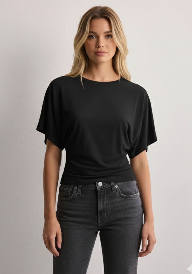 Oversized Cotton T-Shirt with Wide Sleeves