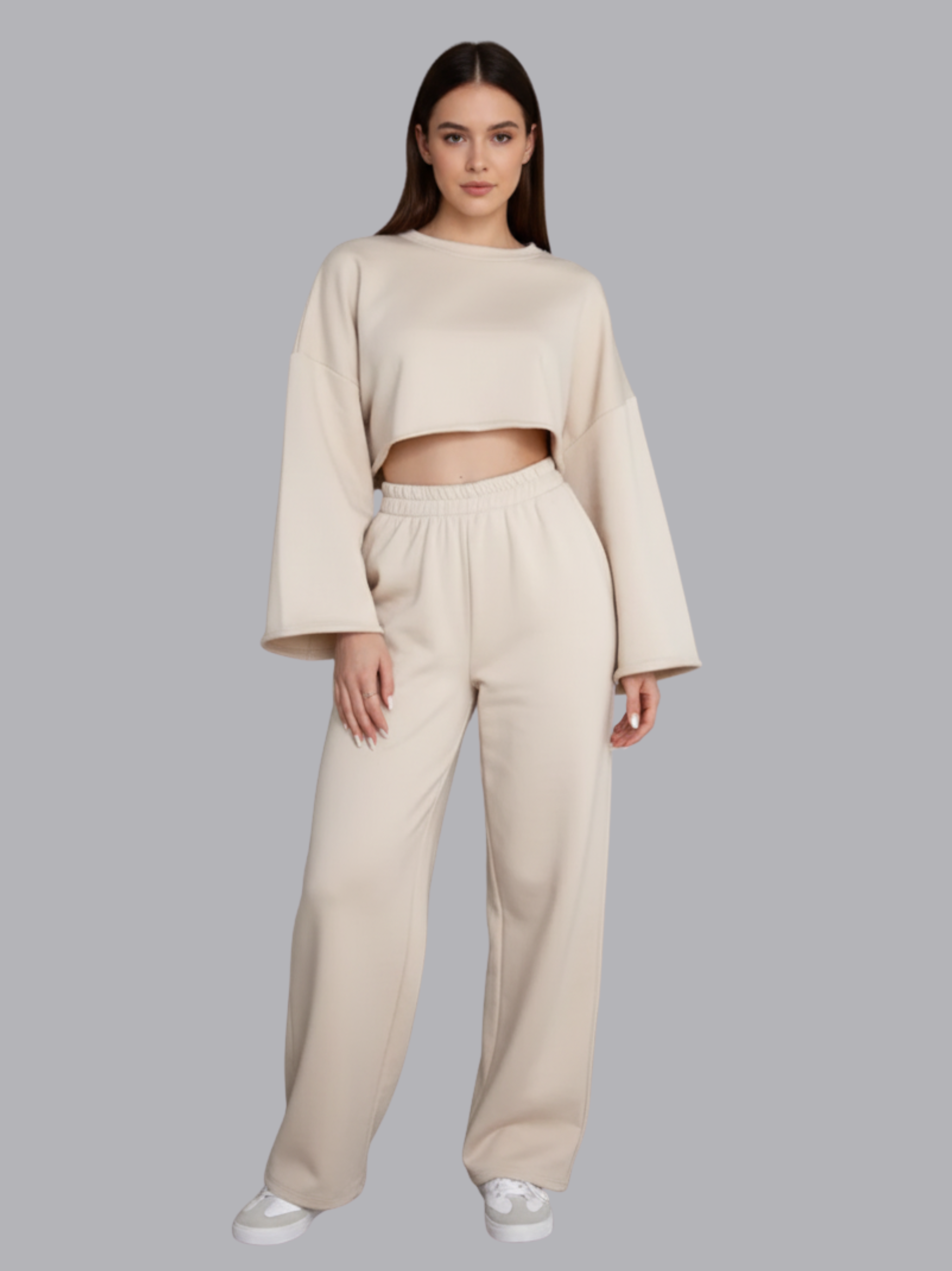 Cropped Long Sleeve Top and Jogger Pants Set