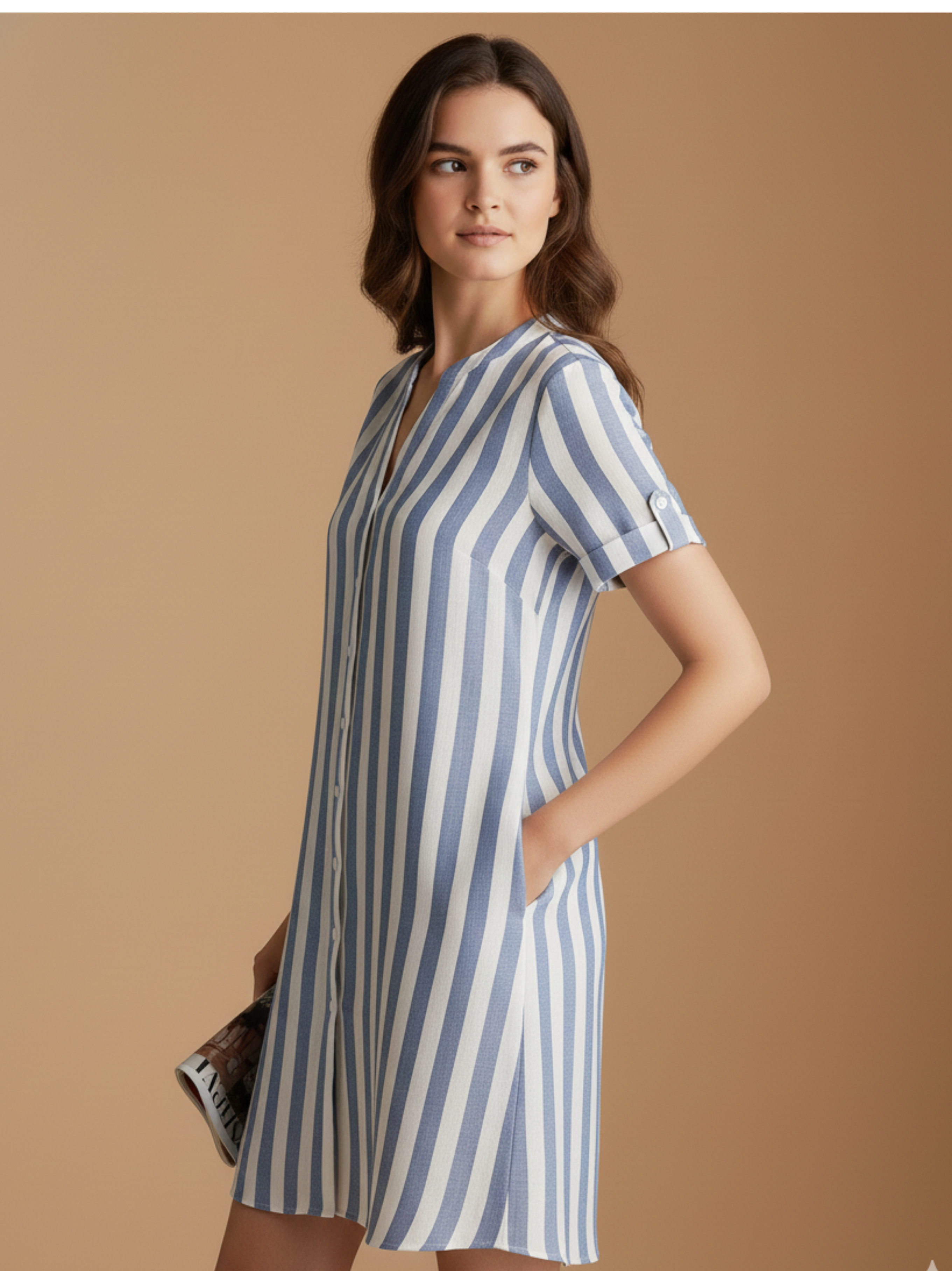 Striped Button Front Dress
