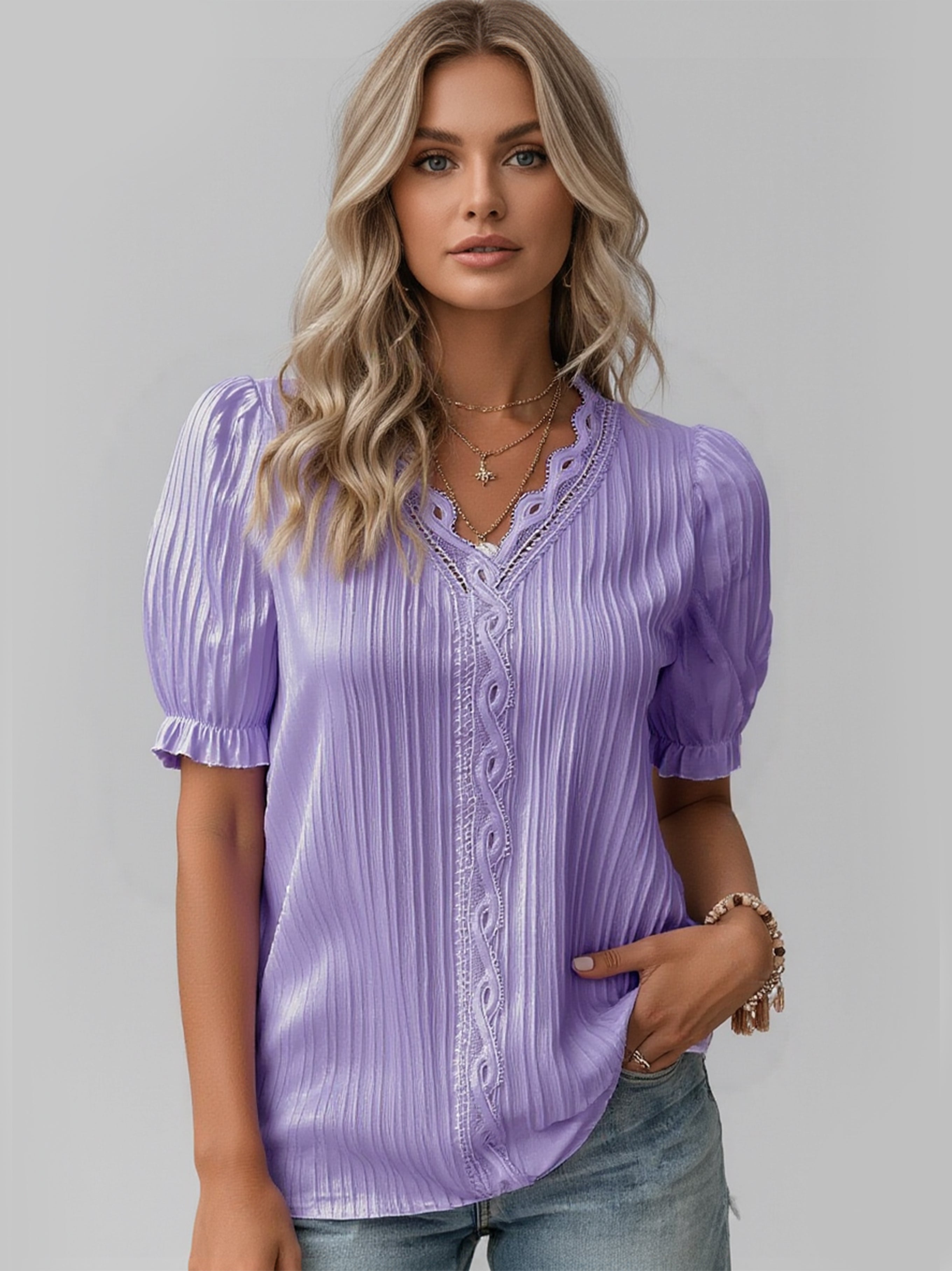 Minimal V-Neck Short Sleeve Shirt