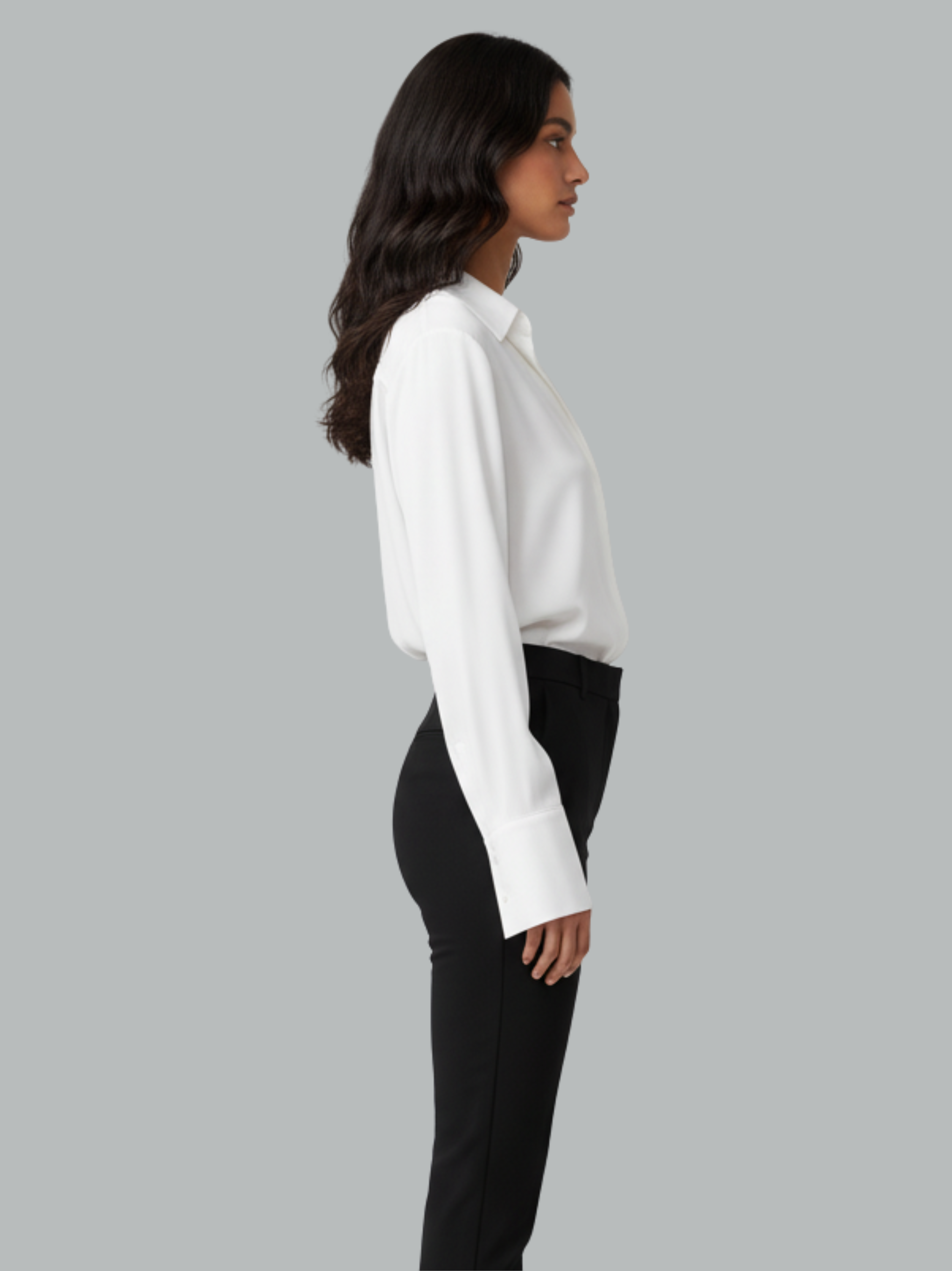 Classic Button Front Long Sleeve Satin Shirt