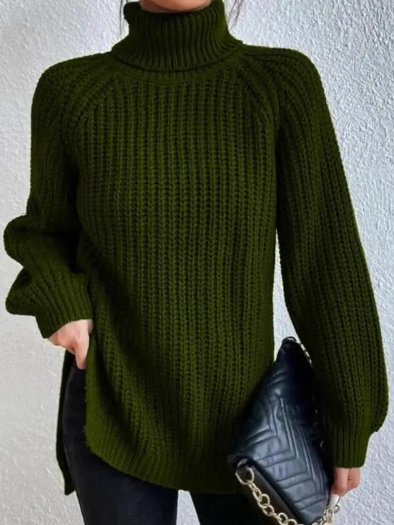 Oversized Knit Turtleneck Pullover Sweater
