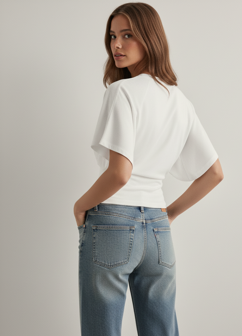 Oversized Cotton T-Shirt with Wide Sleeves