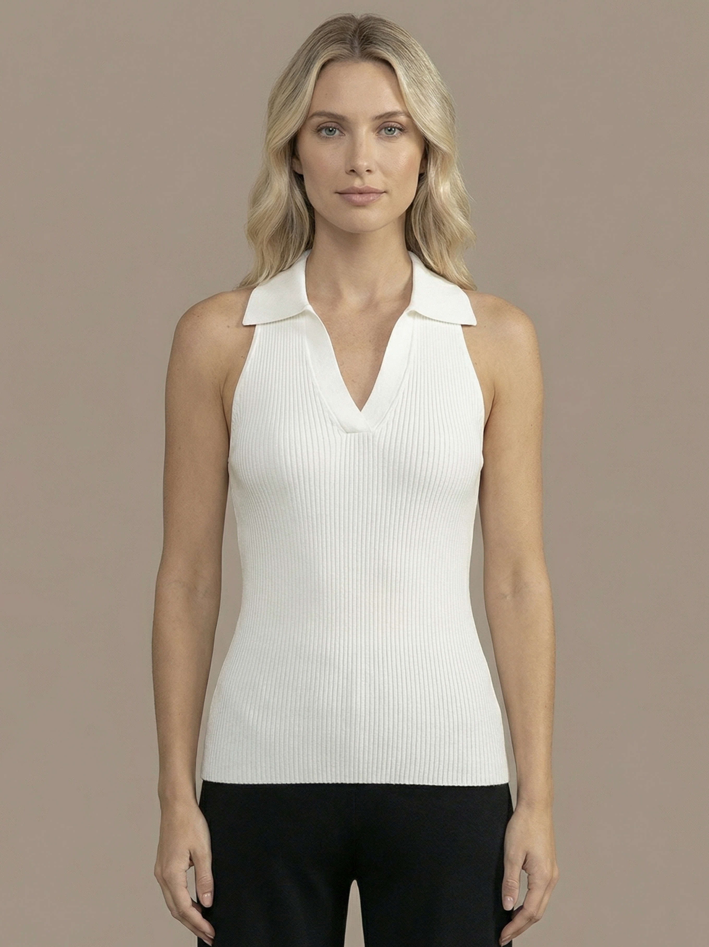 Stella V-Neck Ribbed Top