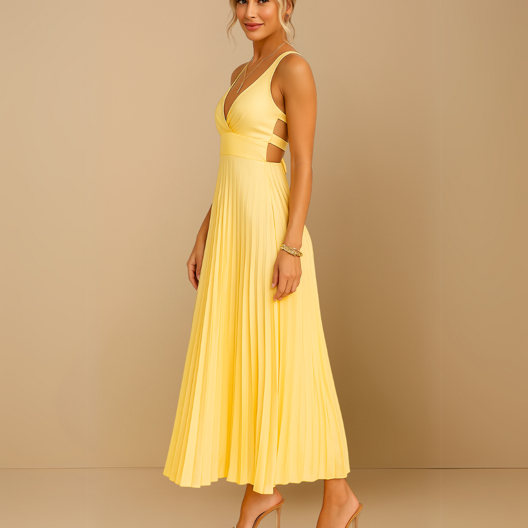 Sunlit Pleated Midi Dress