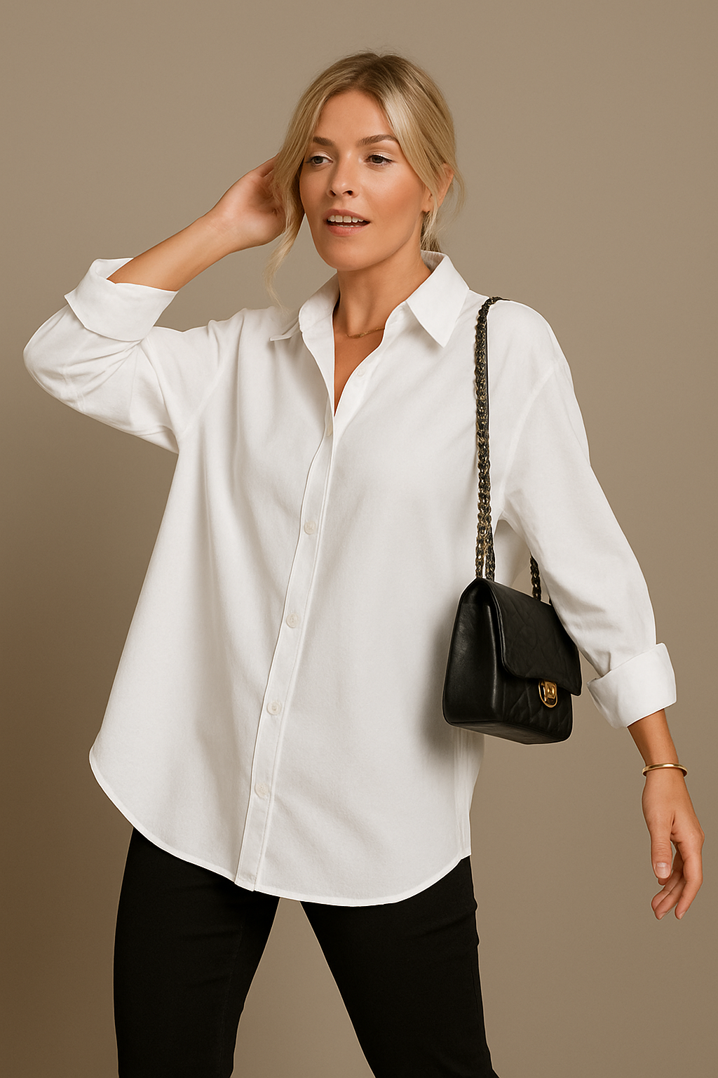 Lapel Collar Long Sleeve Button Shirt