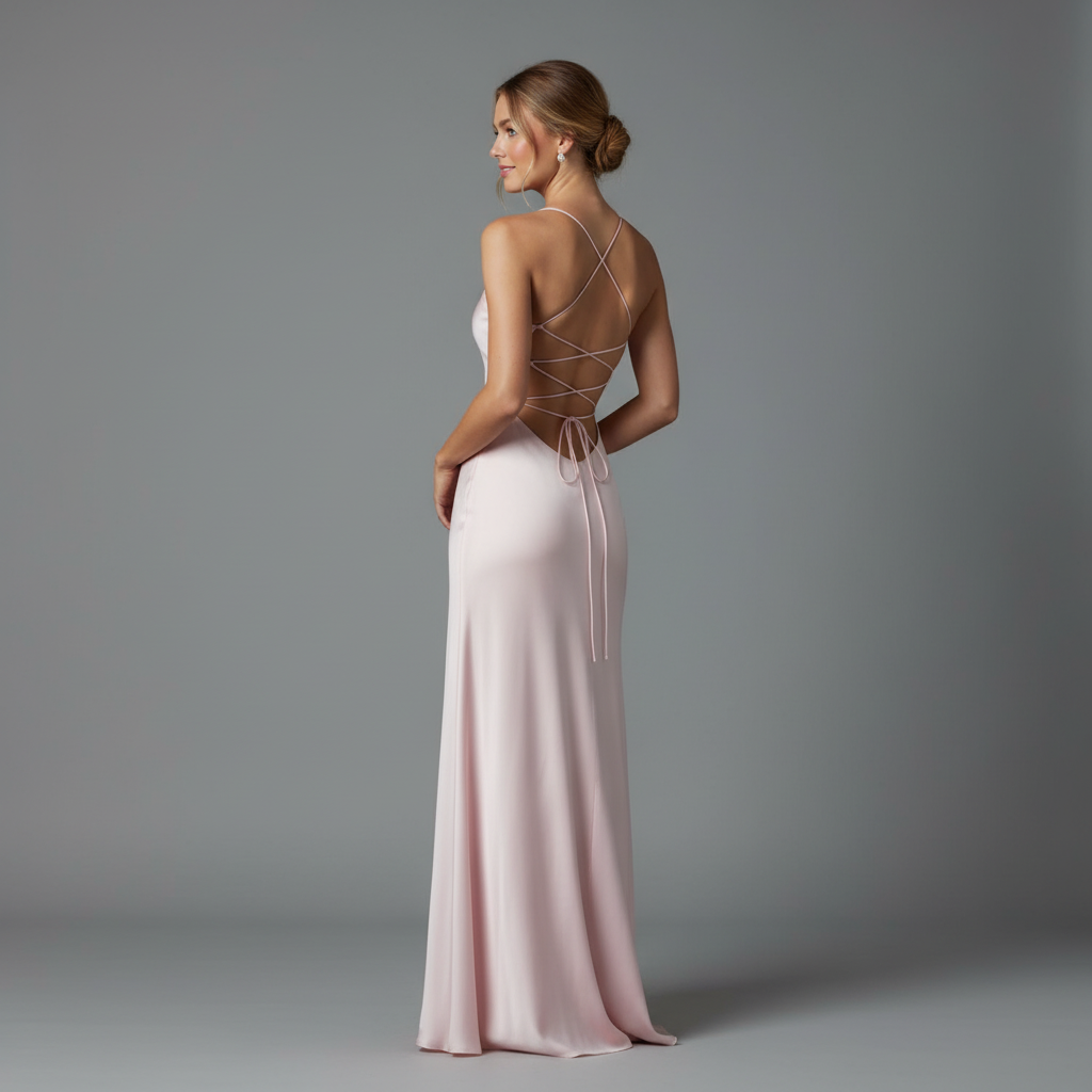 Satin Backless Slit Gown