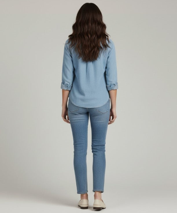 Relaxed Fit Soft Denim Button Shirt