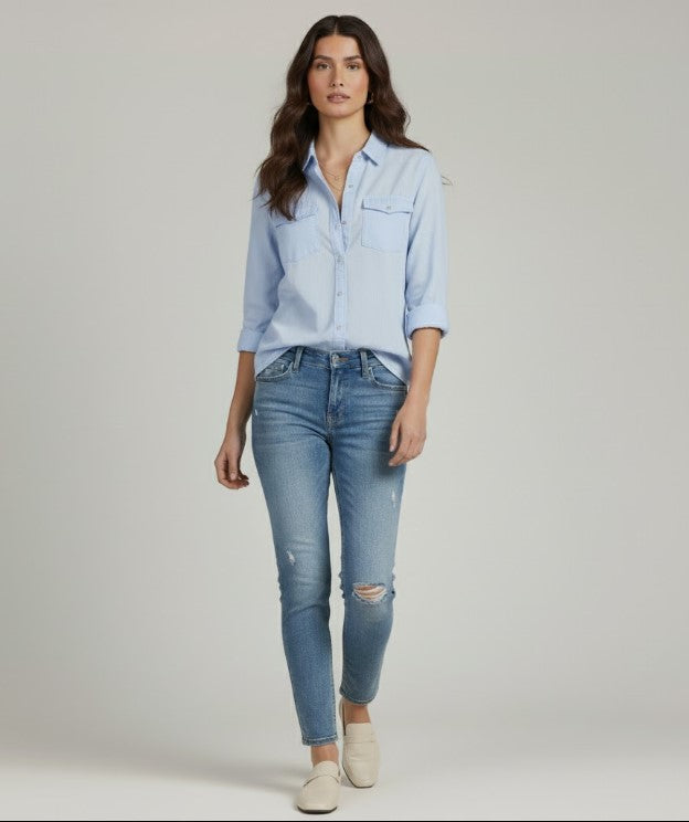 Relaxed Fit Soft Denim Button Shirt