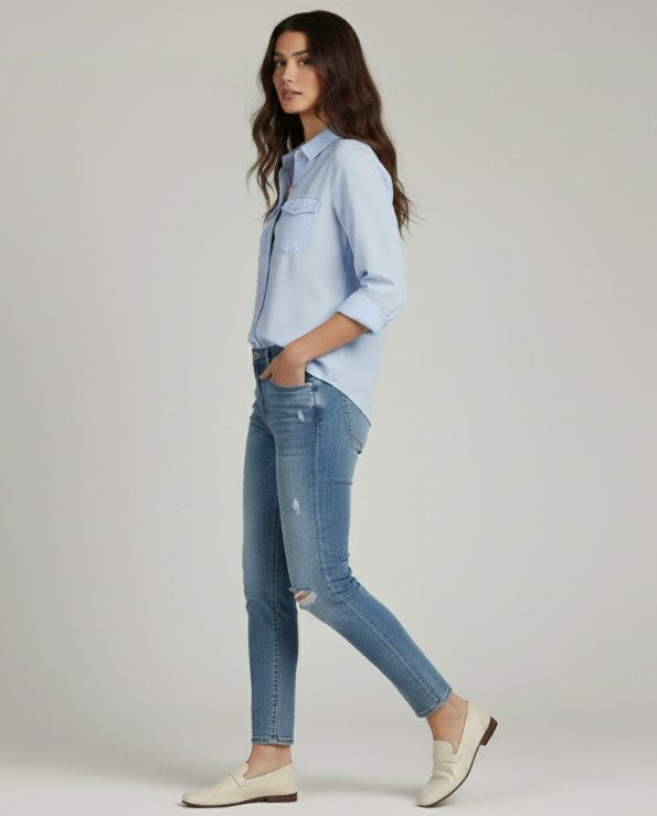 Relaxed Fit Soft Denim Button Shirt