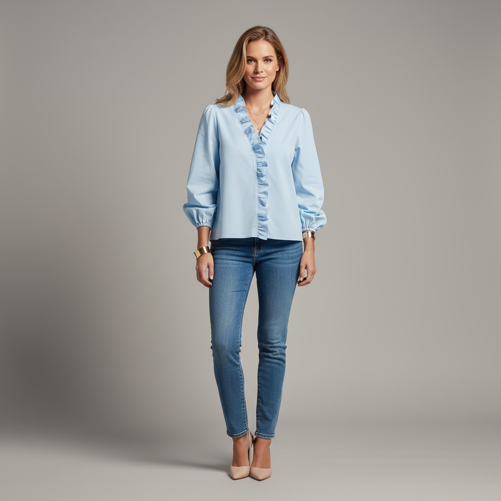 Ruffled V-Neck Blouse