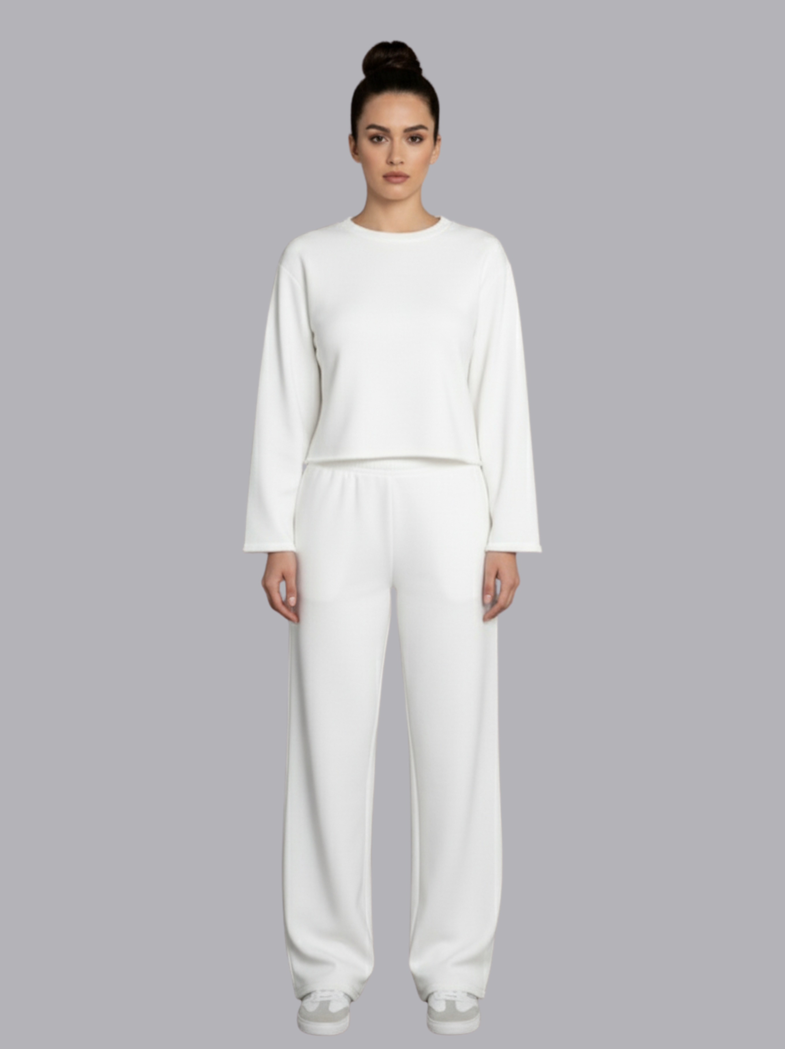 Cropped Long Sleeve Top and Jogger Pants Set