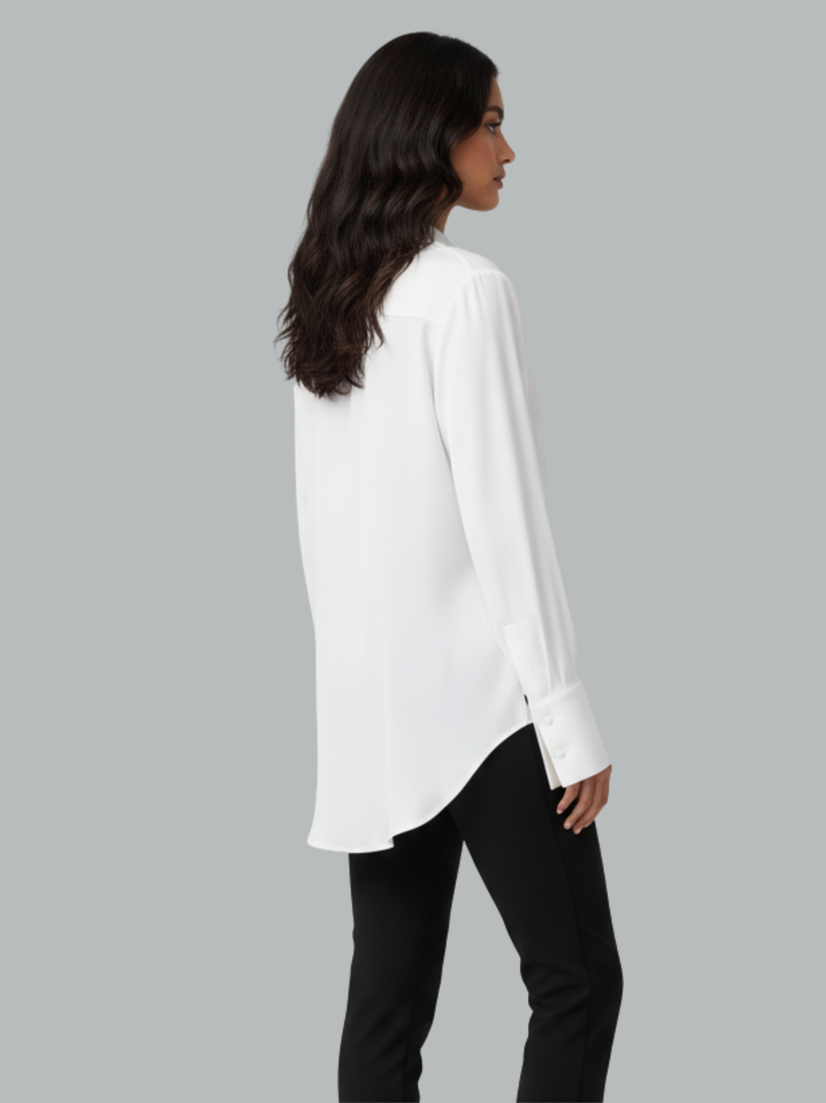 Classic Button Front Long Sleeve Satin Shirt