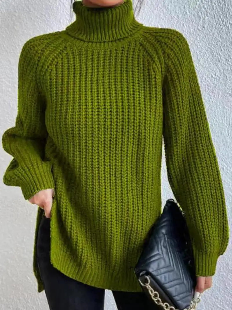 Oversized Knit Turtleneck Pullover Sweater