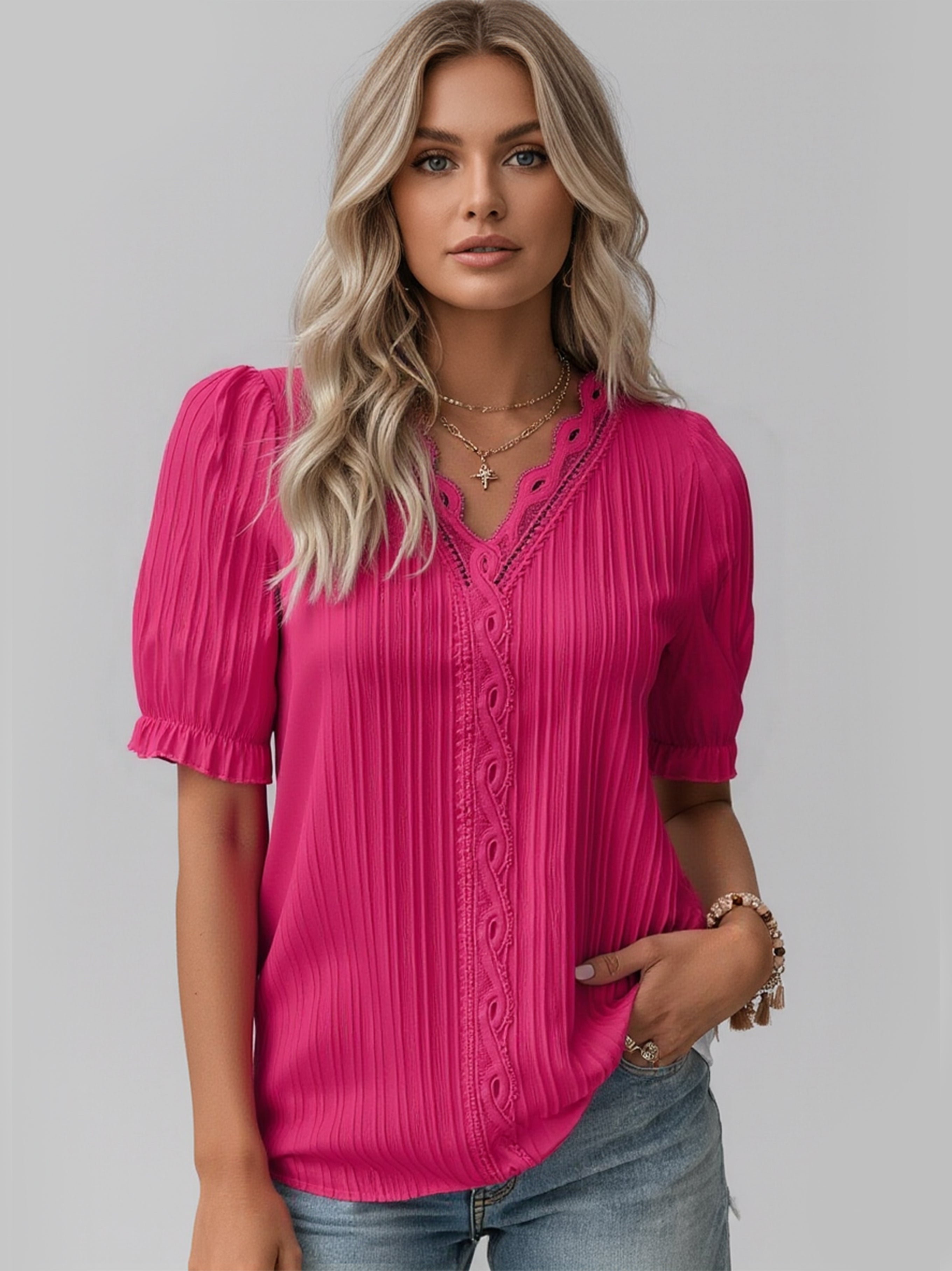 Minimal V-Neck Short Sleeve Shirt