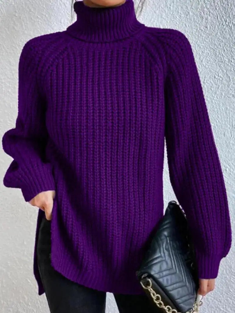 Oversized Knit Turtleneck Pullover Sweater