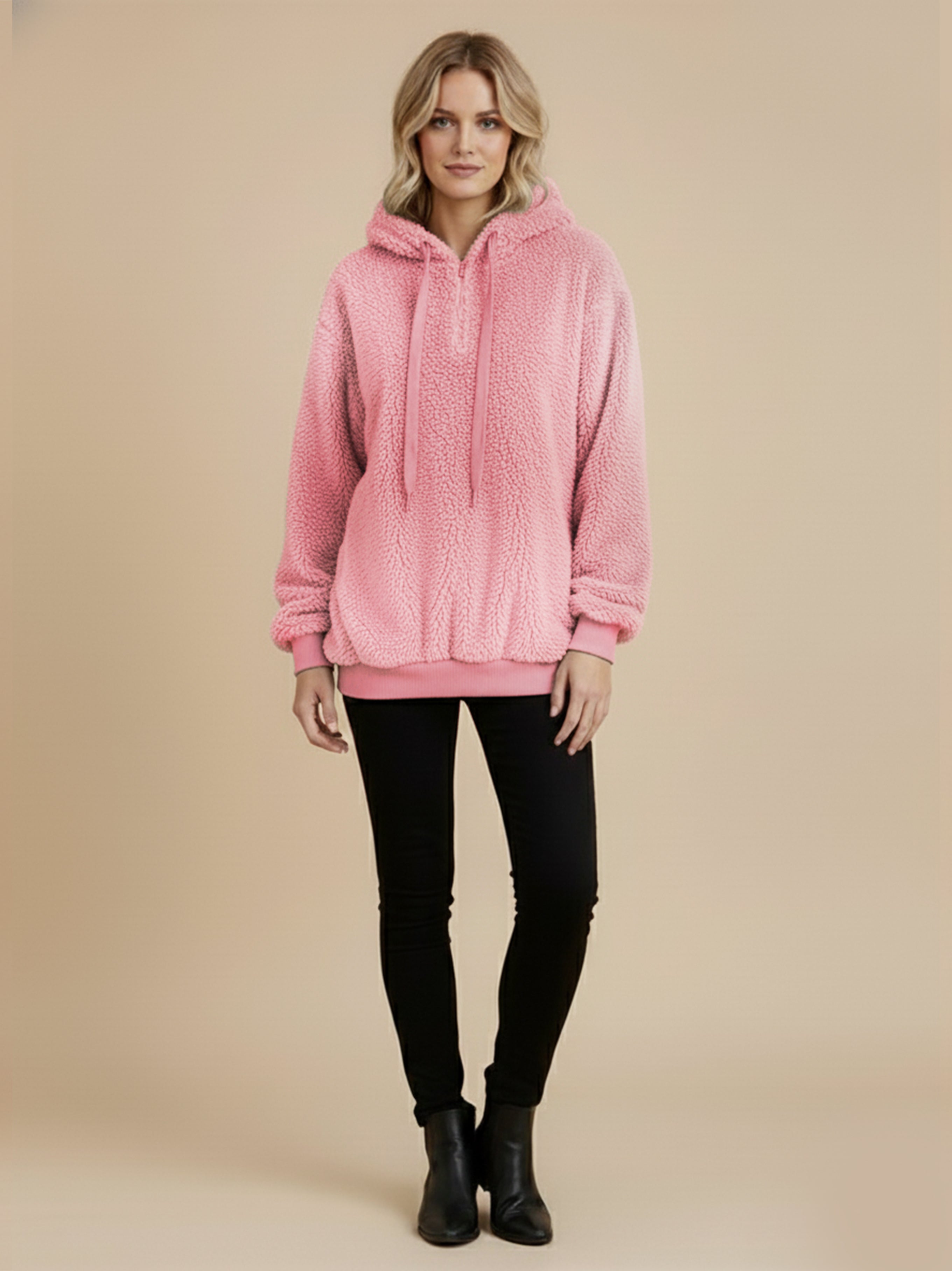 Athena Drawstring Teddy Hoodie