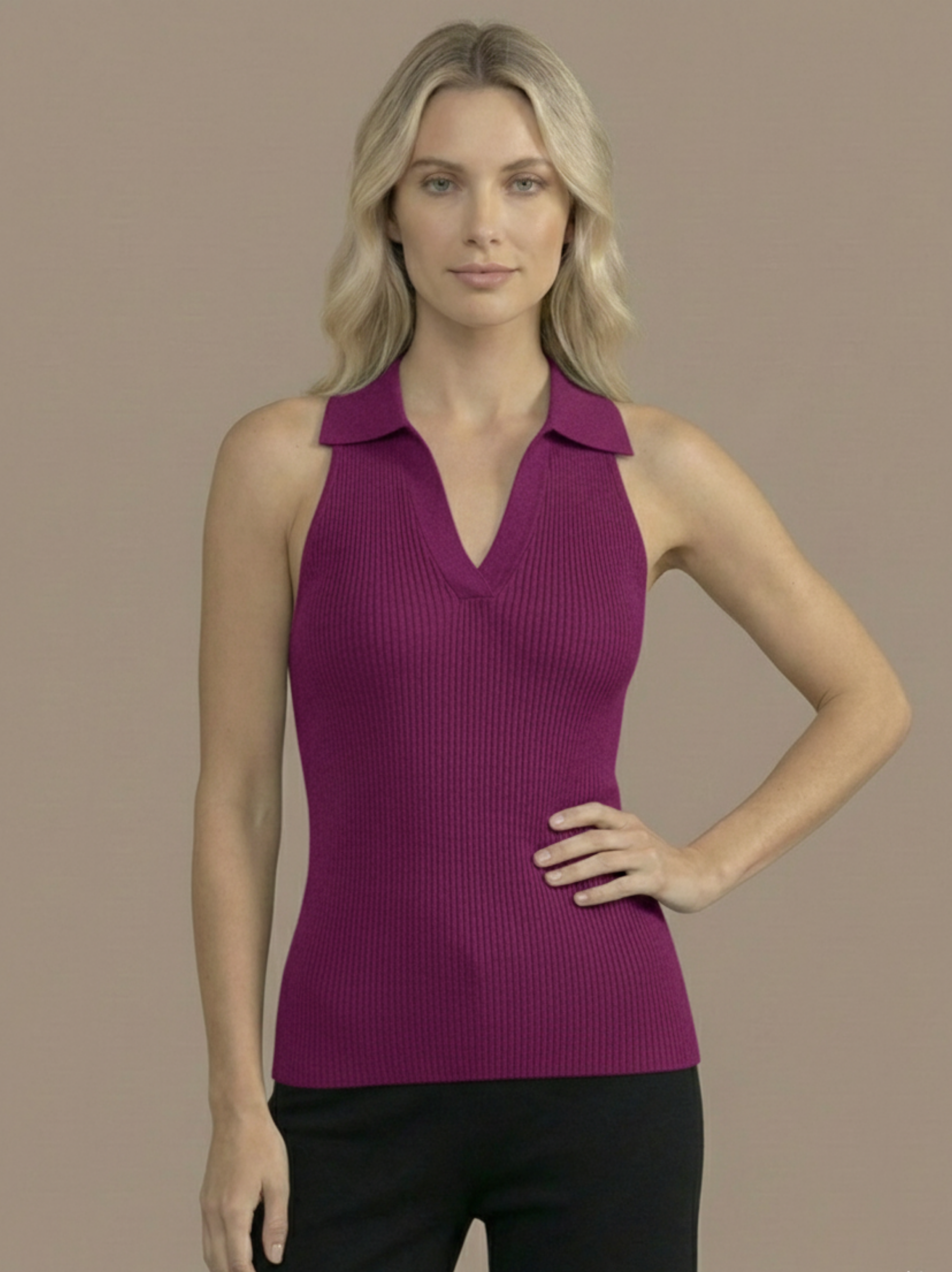 Stella V-Neck Ribbed Top