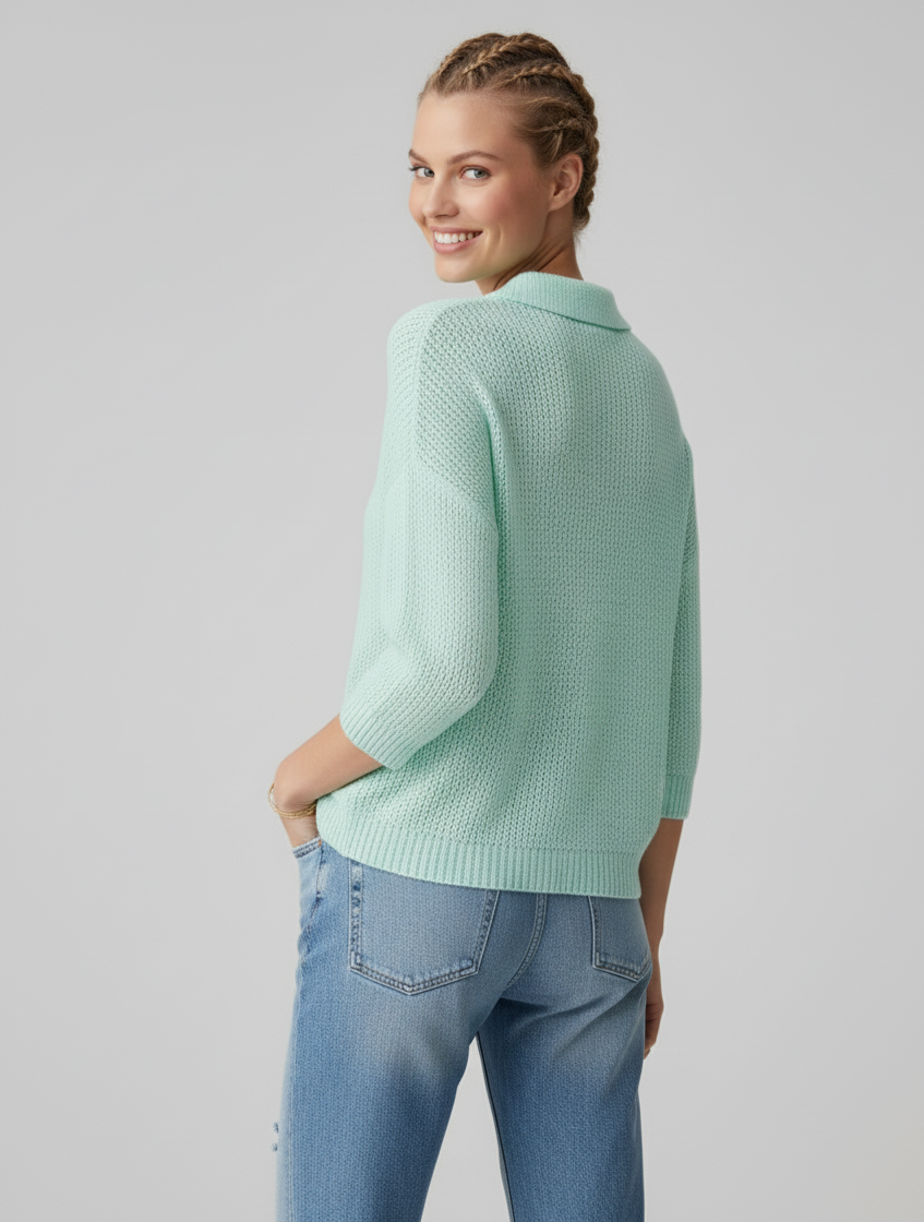 Crochet V-Neck Collar Top