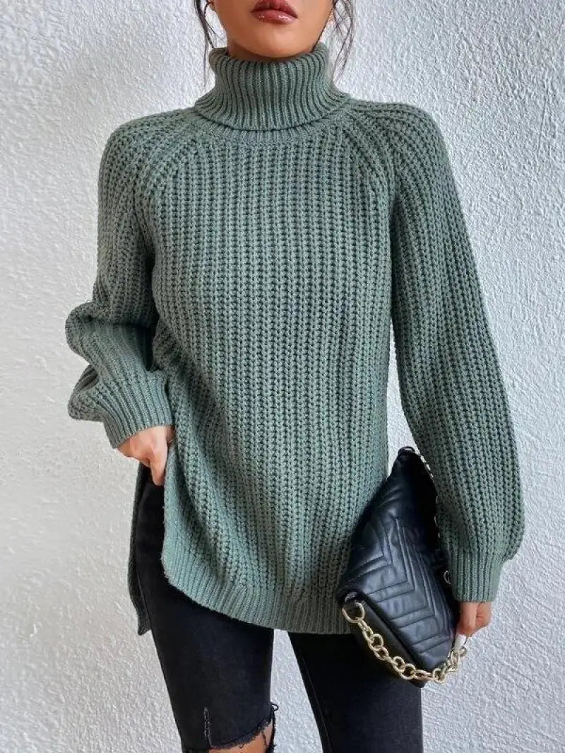 Oversized Knit Turtleneck Pullover Sweater