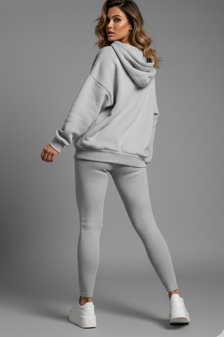 Crop Top, Hoodie and Fitted Leggings Set