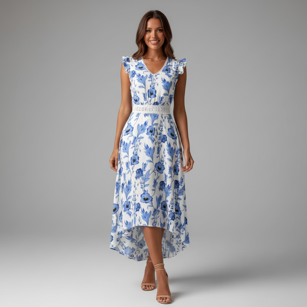 Floral Belted Midi Dress