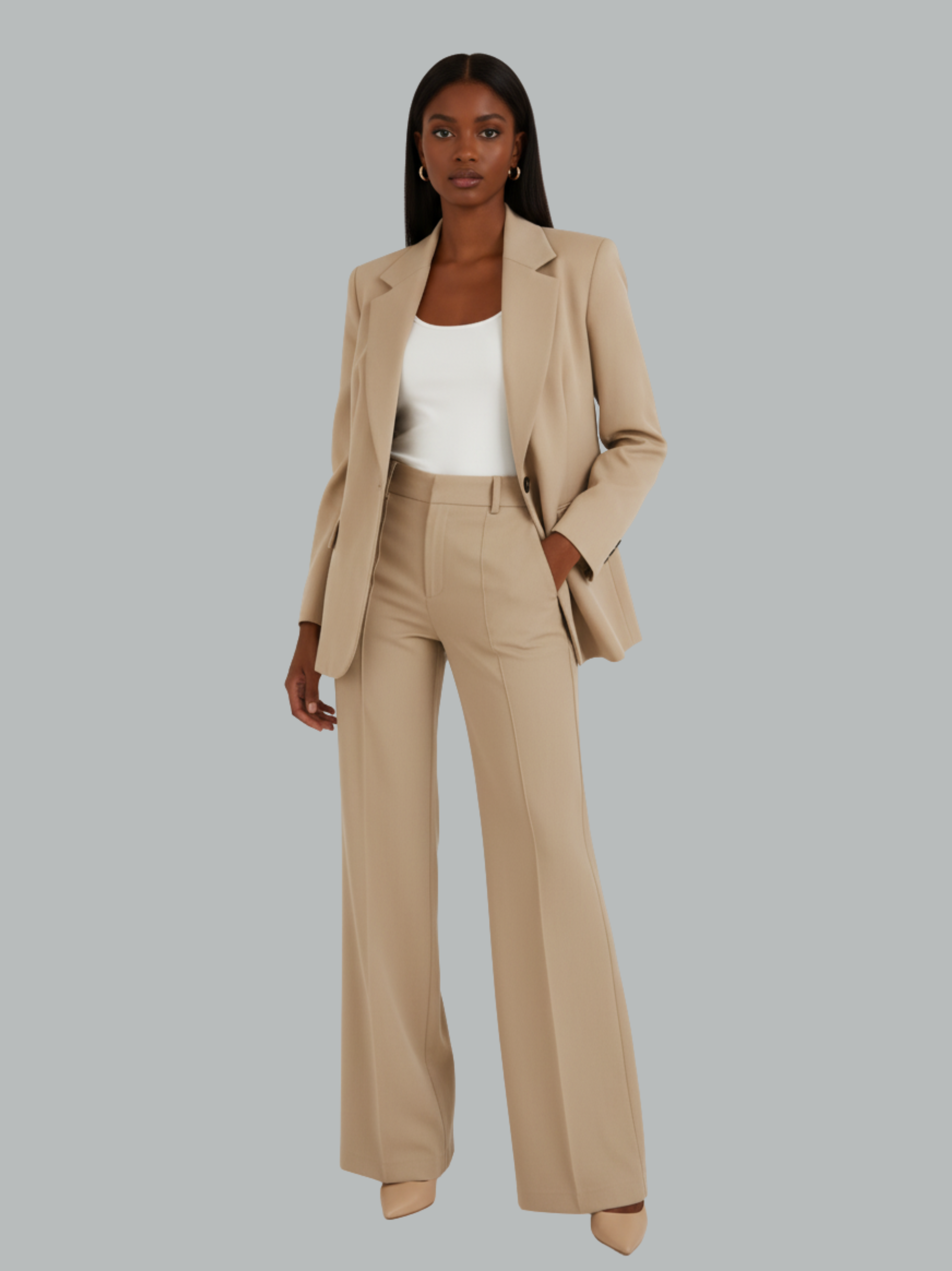 Chic Cotton Blend Suit Set