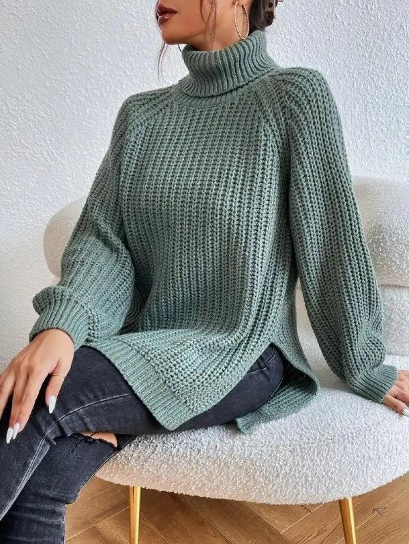 Oversized Knit Turtleneck Pullover Sweater